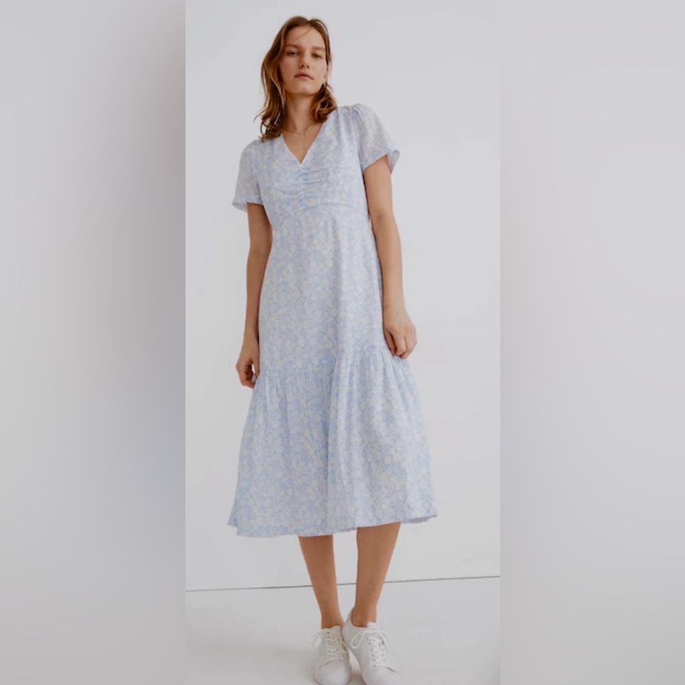 Madewell Light Blue Floral Midi Dress